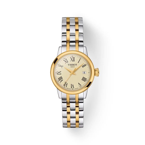 Montre femme Tissot Classic Dream 28 mm réf. T1292102226300, cadran ivoire, mouvement quartz – vue de face | Horlova Maroc