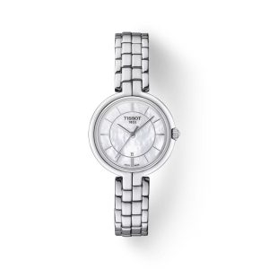 Montre femme Tissot Flamingo réf. T0942101111100, mouvement quartz, boîtier 30 mm, acier inoxydable, cuir – vue principale, Horlova Maroc