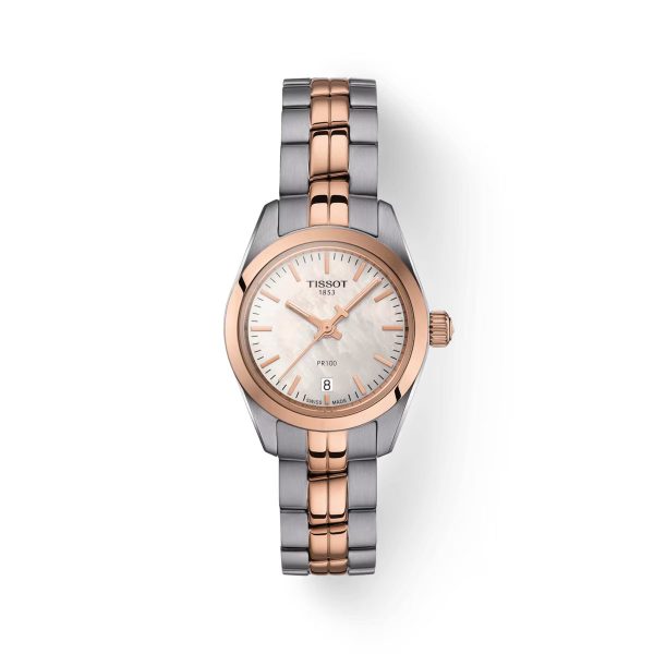 Montre femme Tissot PR 100 Small réf. T1010102211101, mouvement quartz, acier inoxydable, verre saphir – vue principale, Horlova Maroc
