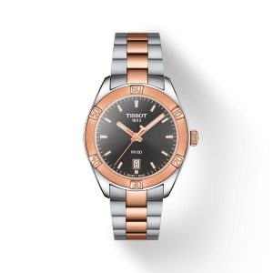 Montre femme Tissot PR 100 Sport Chic 36 mm réf. T1019102206100, cadran anthracite, mouvement quartz – vue de face | Horlova Maroc