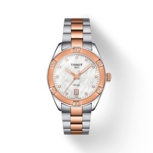 Montre femme Tissot PR 100 Sport Chic 36 mm réf. T1019102211600, cadran nacré, bracelet acier – vue de face | Horlova Maroc