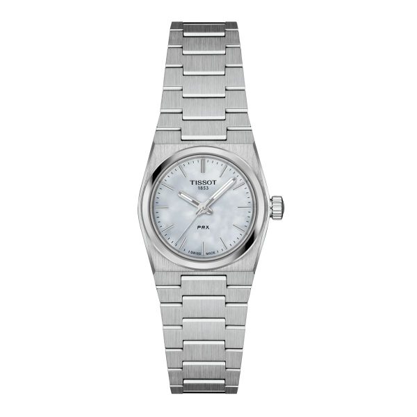 Montre femme Tissot PRX réf. T137.010.11.111.00, mouvement quartz, boîtier 25 mm, acier inoxydable – vue principale, Horlova Maroc