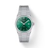 Montre femme Tissot PRX 35 mm réf. T137.210.11.081.00, cadran vert, bracelet acier, mouvement quartz – vue de face | Horlova Maroc