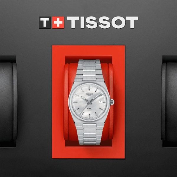Montre femme Tissot PRX réf. T137.210.11.111.00, mouvement quartz, boîtier 35 mm, acier inoxydable, verre saphir – quatrième vue