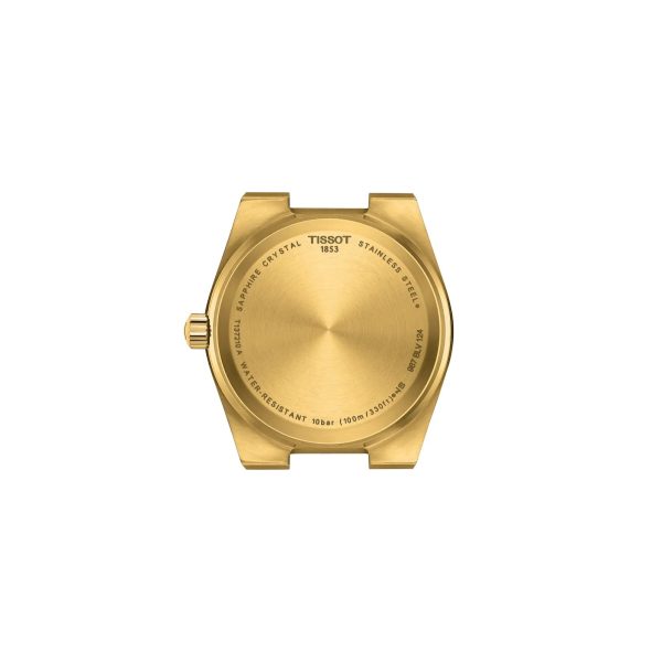 Montre femme Tissot PRX 35 mm réf. T137.210.33.021.00, cadran champagne, bracelet acier – vue du fond de boîte