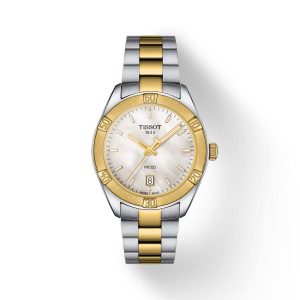 Montre femme Tissot Sport Chic 36 mm réf. T1019102211100, cadran nacré, mouvement quartz – vue de face | Horlova Maroc