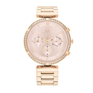 Montre femme Tommy Hilfiger réf. 1782391, cadran rose, mouvement quartz – vue de face | Horlova Maroc