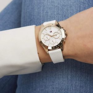 Montre femme Tommy Hilfiger réf. 1782199, mouvement quartz, boîtier 38 mm, caoutchouc, étanche 30 m – vue principale, Horlova Maroc