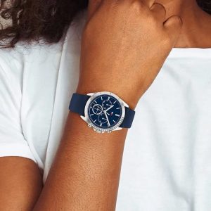Montre femme Tommy Hilfiger réf. 1782389, mouvement quartz, boîtier 38 mm, caoutchouc, étanche 50 m – vue principale, Horlova Maroc