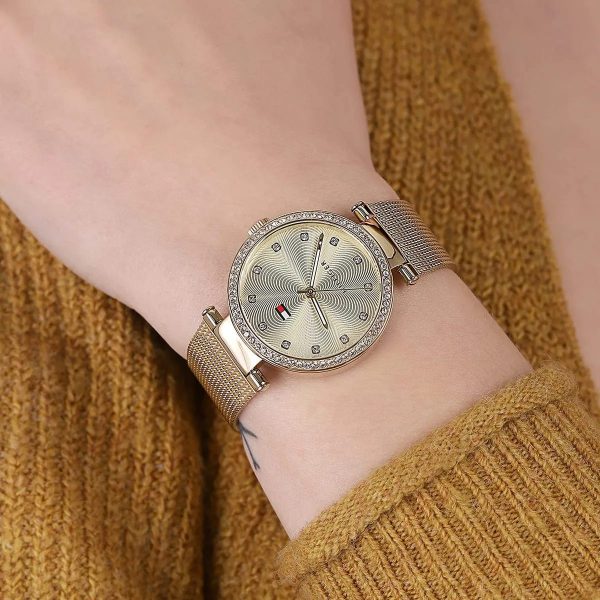 Montre femme Tommy Hilfiger Brillance réf. 1781864, mouvement quartz, boîtier 32 mm, maille milanaise – troisième vue