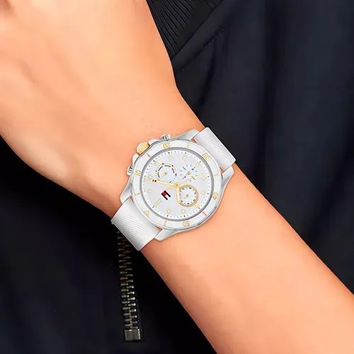 Montre femme Tommy Hilfiger Brooklyn réf. 1782568, mouvement quartz, boîtier 41 mm, silicone, étanche 30 m – troisième vue