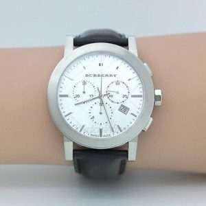 Montre homme Burberry The City réf. BU9355, chronographe quartz, boîtier 42 mm, acier inoxydable, cuir – vue principale, Horlova Maroc