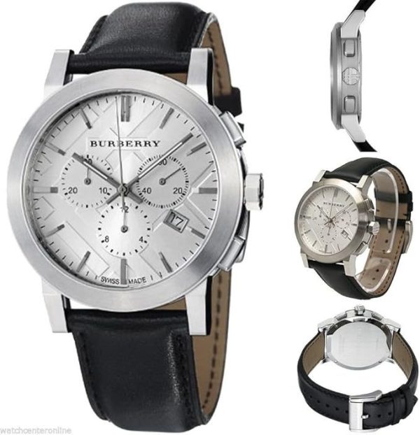 Montre homme Burberry The City réf. BU9355, chronographe quartz, boîtier 42 mm, acier inoxydable, cuir – deuxième vue