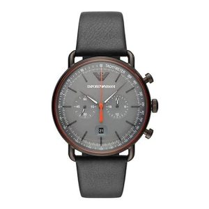 Montre homme Emporio Armani réf. AR11168, boîtier 41 mm, acier inoxydable, cuir, étanche 50 m – vue principale, Horlova Maroc