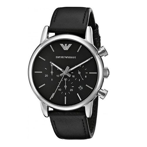 Montre homme Emporio Armani réf. AR1733, boîtier 41 mm, acier inoxydable, cuir, verre minéral, étanche 50 m – vue principale, Horlova Maroc