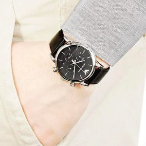 Montre homme Emporio Armani réf. AR1733, boîtier 41 mm, acier inoxydable, cuir, verre minéral, étanche 50 m – deuxième vue
