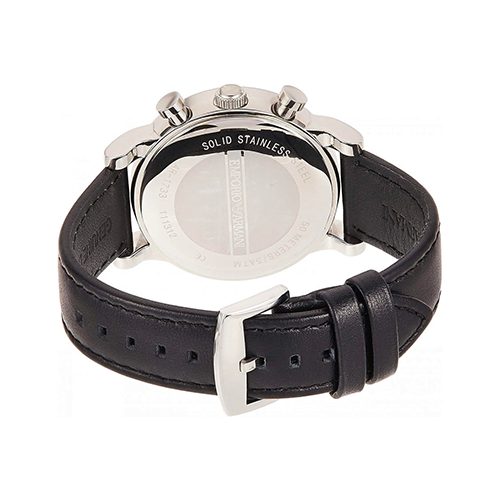 Montre homme Emporio Armani réf. AR1733, boîtier 41 mm, acier inoxydable, cuir, verre minéral, étanche 50 m – troisième vue
