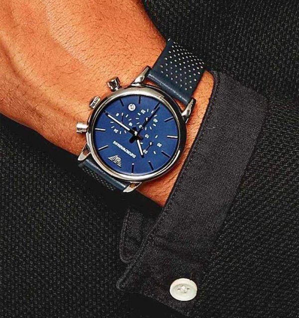 Montre homme Emporio Armani réf. AR1736, chronographe quartz, boîtier 41 mm, acier inoxydable, cuir – deuxième vue