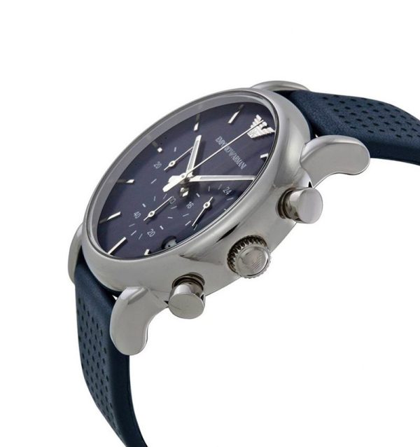 Montre homme Emporio Armani réf. AR1736, chronographe quartz, boîtier 41 mm, acier inoxydable, cuir – troisième vue