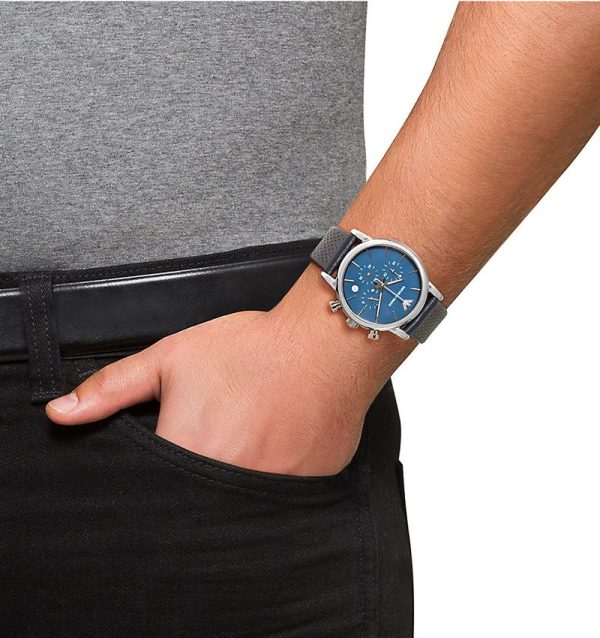 Montre homme Emporio Armani réf. AR1736, chronographe quartz, boîtier 41 mm, acier inoxydable, cuir – quatrième vue