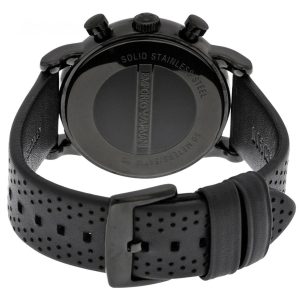 Montre homme Emporio Armani 41 mm réf. AR1737, cadran noir, bracelet cuir – vue de trois-quarts