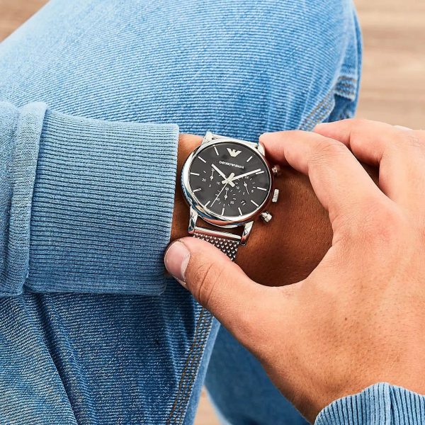 Montre homme Emporio Armani réf. AR1811, mouvement quartz, boîtier 41 mm, acier inoxydable, étanche 50 m – vue principale, Horlova Maroc