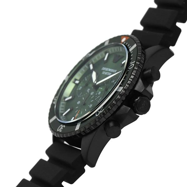 Montre homme Emporio Armani réf. AR11463, mouvement quartz, boîtier 42 mm, silicone, étanche 100 m – troisième vue