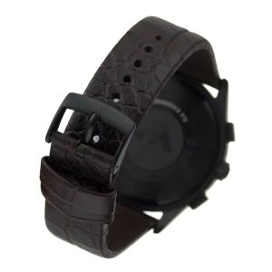 Montre homme Emporio Armani 42 mm réf. AR11549, cadran noir, bracelet cuir – vue de trois-quarts