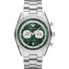 Montre homme Emporio Armani 42 mm réf. AR11637, cadran vert, bracelet acier, mouvement quartz – vue de face | Horlova Maroc