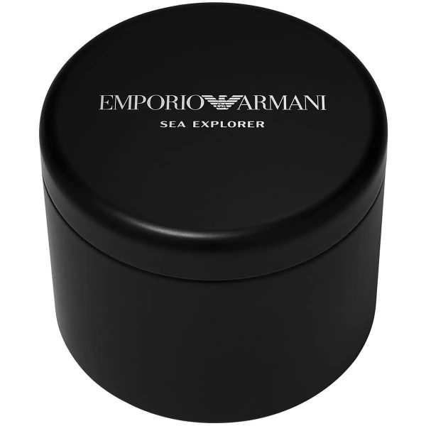 Montre homme Emporio Armani 42 mm réf. AR60083, cadran jaune, bracelet acier – autre angle