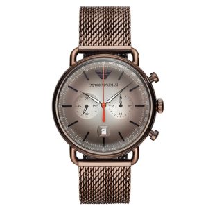 Montre homme Emporio Armani 43 mm réf. AR11169, bracelet acier, mouvement quartz – vue de face | Horlova Maroc