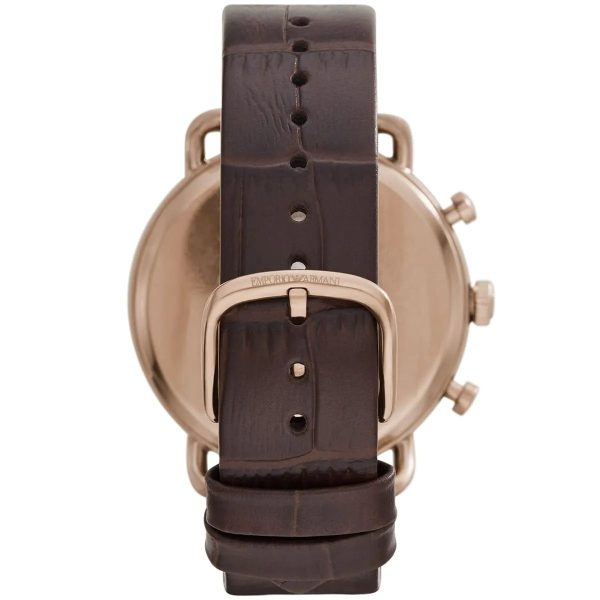 Montre homme Emporio Armani 43 mm réf. AR11334, cadran vert, bracelet cuir – vue rapprochée