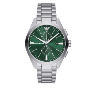 Montre homme Emporio Armani 43 mm réf. AR11480, bracelet acier, mouvement quartz chronographe – vue de face | Horlova Maroc