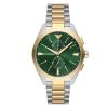 Montre homme Emporio Armani 43 mm réf. AR11511, cadran vert, bracelet acier, mouvement quartz – vue de face | Horlova Maroc