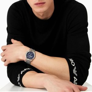 Montre homme Emporio Armani réf. AR11528, mouvement quartz, boîtier 43 mm, acier inoxydable, étanche 50 m – vue principale, Horlova Maroc