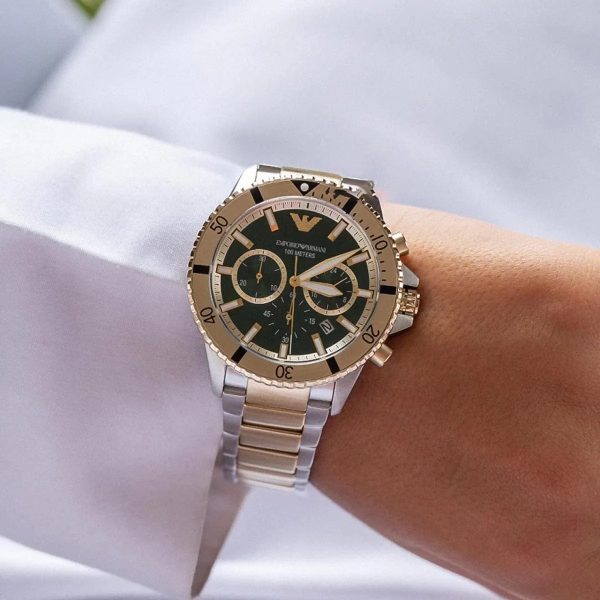 Montre homme Emporio Armani réf. AR11586, mouvement quartz, boîtier 43 mm, acier inoxydable – vue principale, Horlova Maroc
