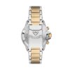 Montre homme Emporio Armani 43 mm réf. AR11606, bracelet acier, mouvement quartz chronographe – autre angle