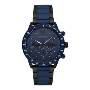 Montre homme Emporio Armani 43 mm réf. AR70001, bracelet acier, mouvement quartz – vue de face | Horlova Maroc