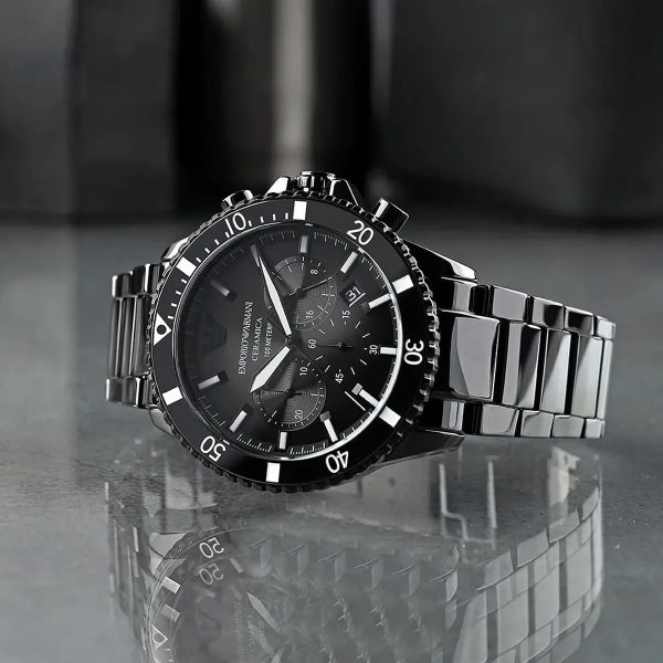 Montre homme Emporio Armani réf. AR70010, mouvement quartz, boîtier 43 mm, céramique, étanche 30 m – vue principale, Horlova Maroc