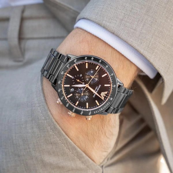 Montre homme Emporio Armani réf. AR70002, mouvement quartz, boîtier 44 mm – vue principale, Horlova Maroc