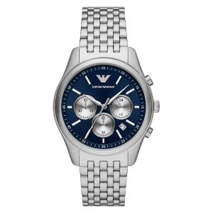 Montre homme Emporio Armani Antonio 43 mm réf. AR11582, cadran bleu, mouvement quartz – vue de face | Horlova Maroc
