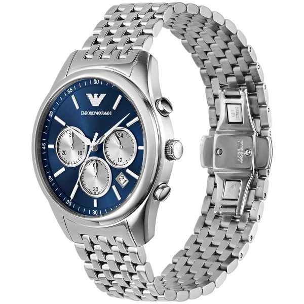 Montre homme Emporio Armani Antonio 43 mm réf. AR11582, cadran bleu, mouvement quartz – autre angle
