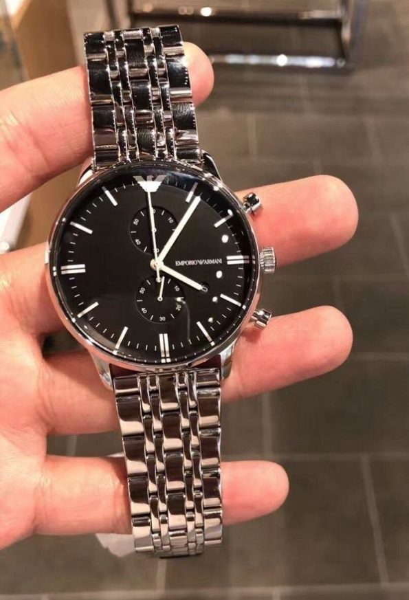 Montre homme Emporio Armani réf. AR0389, mouvement quartz, acier inoxydable – troisième vue
