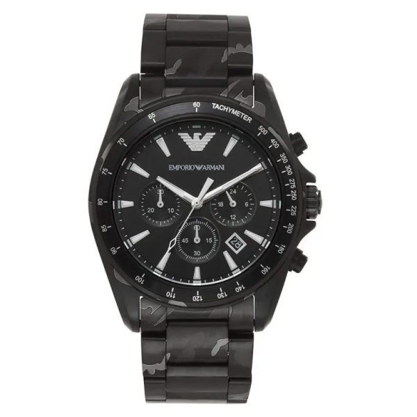 Montre homme Emporio Armani réf. AR11027, mouvement quartz, acier inoxydable – vue principale, Horlova Maroc
