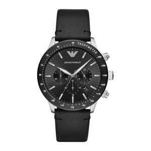 Montre homme Emporio Armani réf. AR11243, bracelet cuir, mouvement quartz chronographe – vue de face | Horlova Maroc
