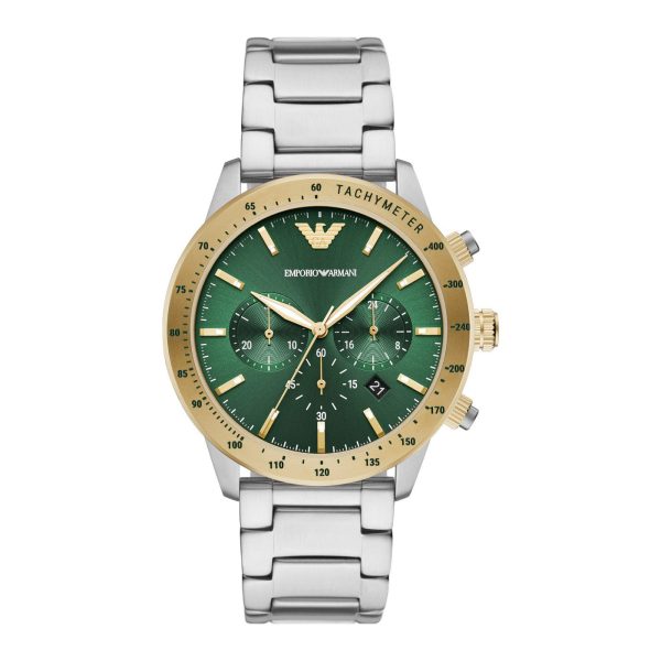 Montre homme Emporio Armani réf. AR11454, bracelet acier, mouvement quartz – vue de face | Horlova Maroc