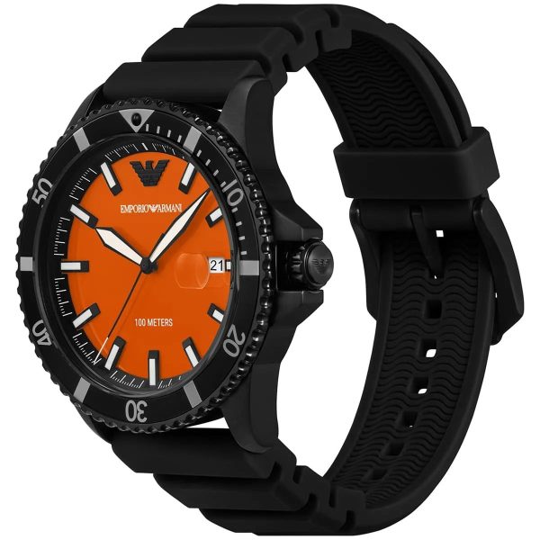Montre homme Emporio Armani Audacieux réf. AR11684, mouvement quartz, boîtier 42 mm, silicone, étanche 100 m – deuxième vue