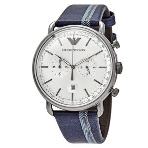 Montre homme Emporio Armani Aviator réf. AR11202, chronographe quartz, boîtier 43 mm, acier inoxydable, cuir – deuxième vue