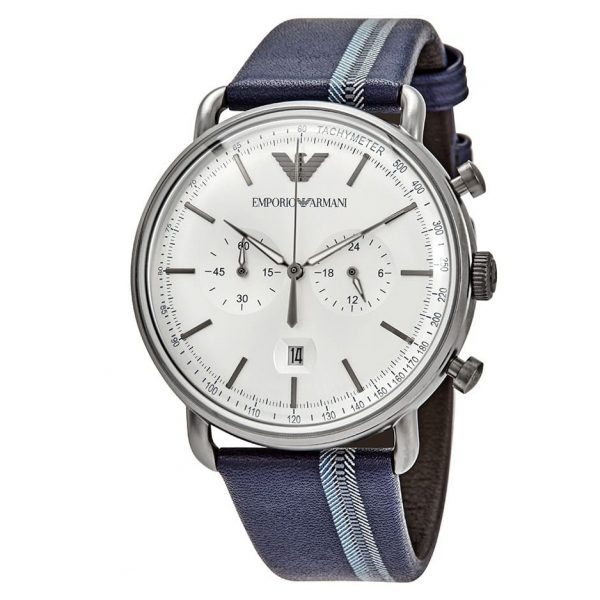 Montre homme Emporio Armani Aviator réf. AR11202, chronographe quartz, boîtier 43 mm, acier inoxydable, cuir – deuxième vue