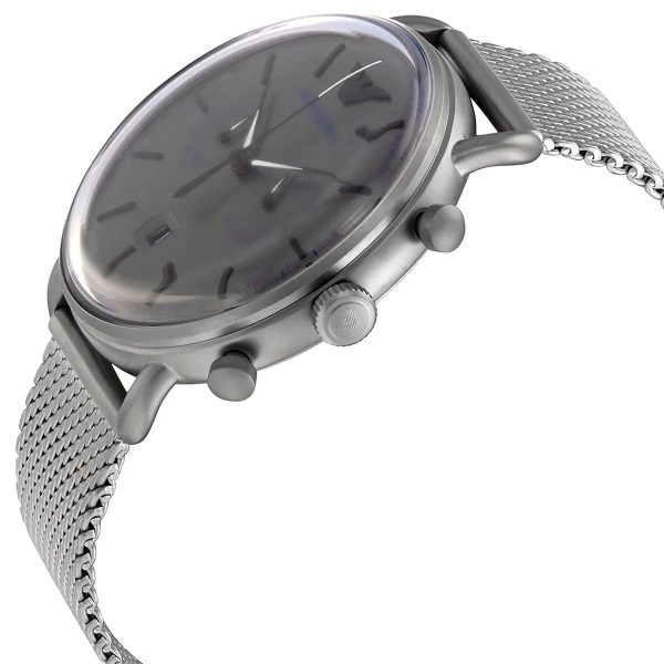 Montre homme Emporio Armani Aviator réf. AR11388, mouvement quartz, boîtier 43 mm, acier inoxydable, maille milanaise – deuxième vue
